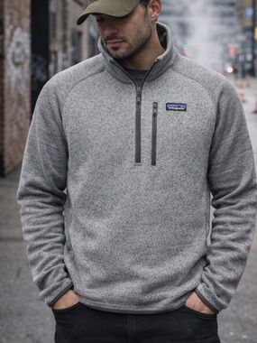 Patagonia Light Gray Heather Full-Zip Fleece Jacket